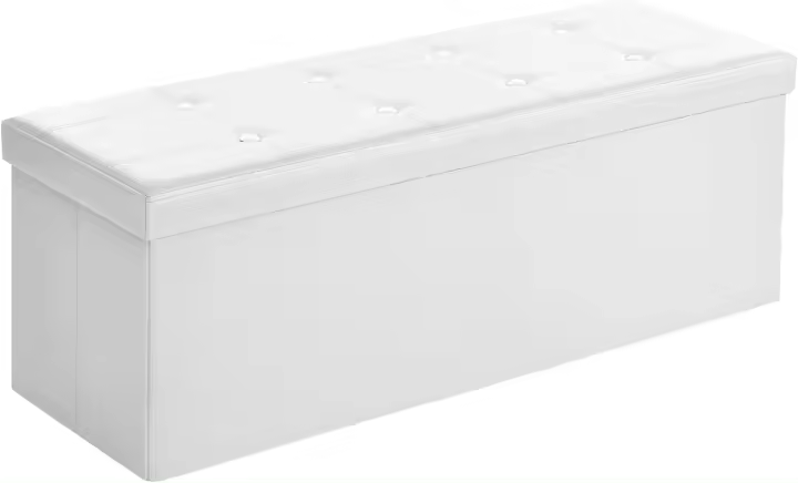 SONGMICS Puff Almacenaje, Baúl de Almacenaje Plegable, 38 x 110 x 38 cm, Taburete Reposapiés, Banco de Cubo, Soporta hasta 300 kg, para Sala de Estar, Dormitorio, Entrada, Negro LSF701 - 1