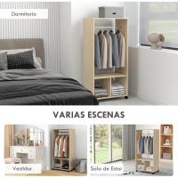 Armario de Ropa con Ruedas Organizador de Ropa de Dormitorio de 120x40x128cm en Negro - details 30