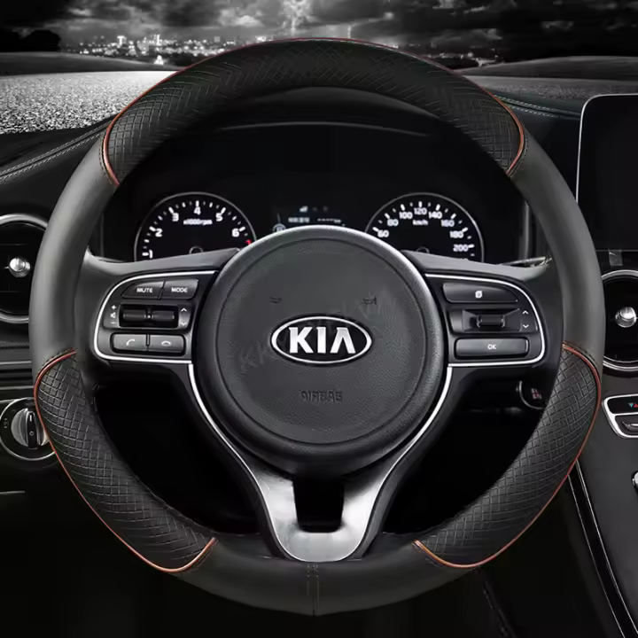 Protector para volante de coche 38cm 15 "de cuero para Kia Rio 2 3 4 X Line Kombi Sedan K2 K3 K4 K5 KX1 KX3 KX5 Sportage accesorios para automóviles - 1