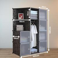 Armario Modular Organizador de Ropa de 12 Módulos para Hogar Estante de Almacenamiento para Dormitorio Negro - details 8