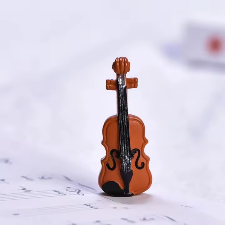 Instrumento de música en miniatura, miniviolín de resina, adornos decorativos para casa de muñecas, manualidades, manualidades, hogar, Bar - 1