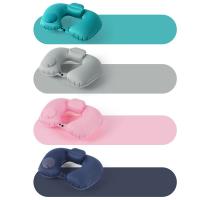 Almohada de viaje inflable en forma de U, prensa de mano suave para inflar la almohada, almohadilla portátil para reposacabezas para ahorrar espacio, turista - details 9