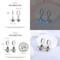 Pendientes colgantes de trébol de la suerte para mujer, plata pura, piedra Original, circón, herradura, verde de cuatro hojas, joyería de fiesta - details 11