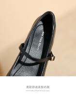 Zapatos individuales de tacón grueso cosidos con lazo de nuevo estilo, zapatos de mujer de tacón medio. - details 5