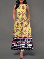 Women's Boho Long Dress Elegant Sleeveless Floral Print Casual Beach Party Summer Dress - details 39