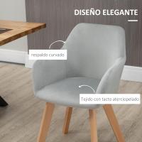 2 Sillas de Comedor Modernas Sillas de Cocina Tapizadas en Terciopelo con Respaldo Reposabrazos y Patas de Madera Carga 120 kg para Salón Dormitorio 54x57x80 cm - details 4