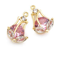 Colgantes de Tulipán de Bronce Dorado de 18K Diamante de Imitación de Alta Calidad - details 2