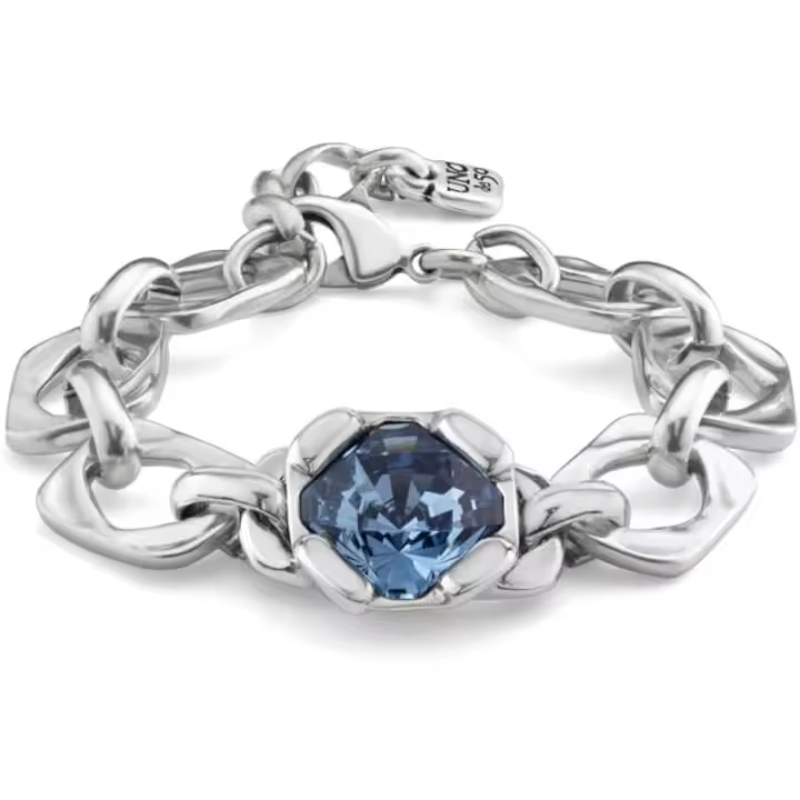 UNOde50-Pulsera de cadena con cristales de agua azul y colgante, Adorna tu muñeca con una pieza única - 1