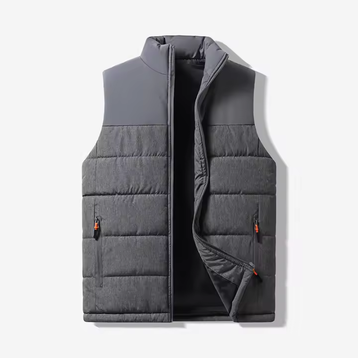 Chaleco para hombre, cálido engrosado, nuevo para otoño e invierno, cuello alto a juego con el color, chaqueta de algodón. - 1