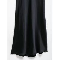 Vestido halter de satén estilo minimalista francés sin espalda para mujer, vestido midi con cremallera lateral y lazo, vestidos de - details 6