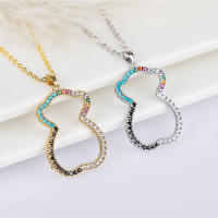 1 collar colgante S925 en forma de oso de plata, legal con circonitas goteadas Elegante, simple y de moda - details 0