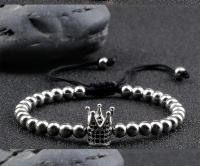 Casco Corona Pulsera Trenzada Mujer 5MM Oro y Plata Cuentas de Cobre Pulsera Ajustable Regalo de Cumpleaños para una Buena Amiga - details 4