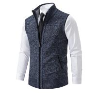 Suéter sin mangas de punto para hombre, cárdigan de terciopelo de lana con cremallera, jerséis de cuello alto, Chaleco de punto - details 17