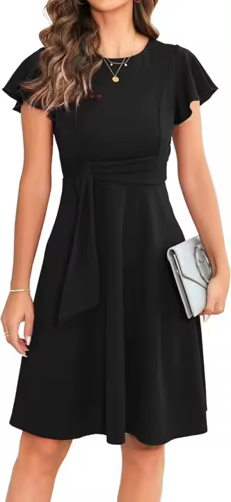 Falda acampanada de manga elegante para fiesta de cóctel, informal, 2024 - 1