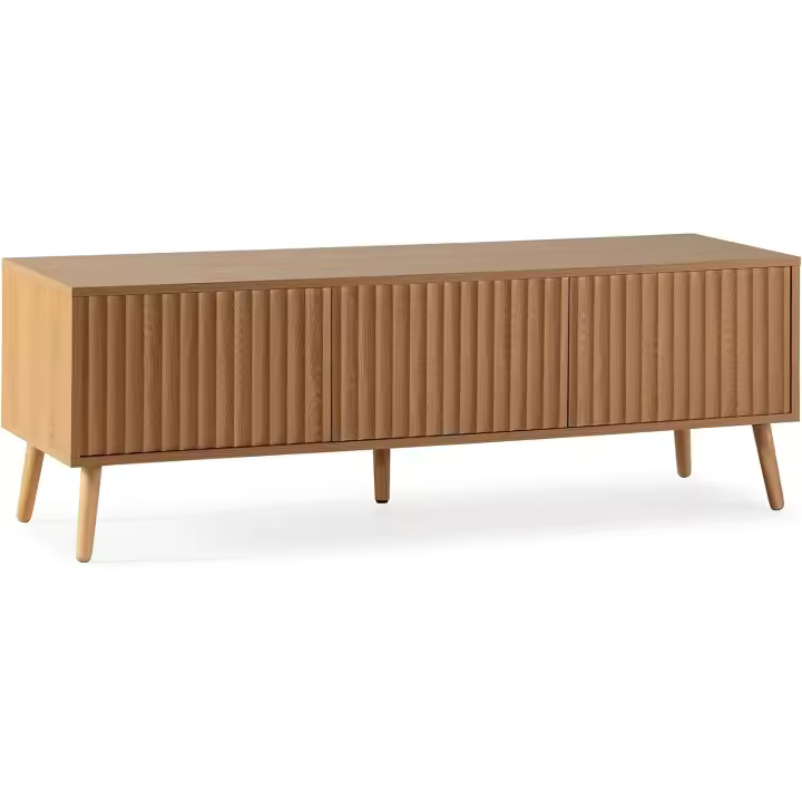 Mueble TV Lluvia 3 Puertas Color Roble, 130 cm (Ancho) 40 cm (Profundidad) 45 cm (Altura) - 1