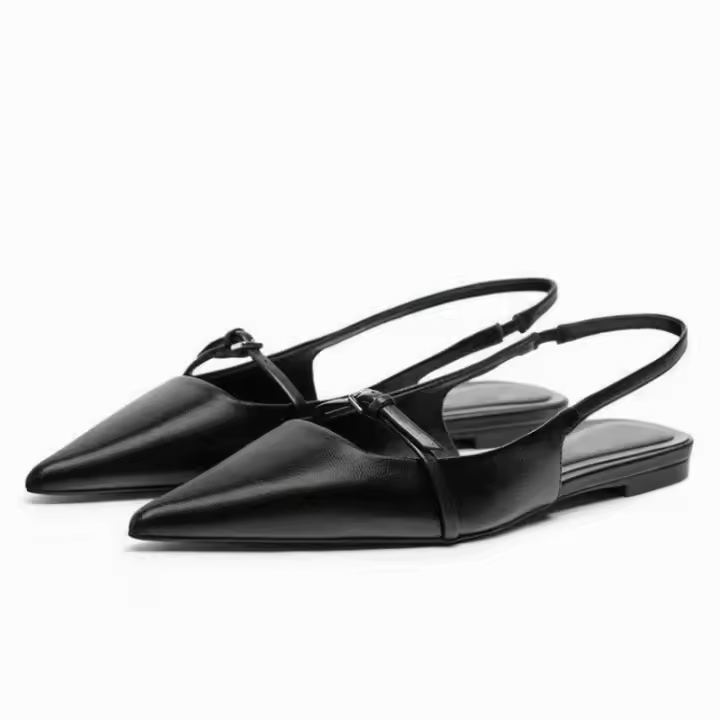 Sandalias de mujer con cabeza estrecha, zapatos planos de tacón medio, elegantes, sin zapatos - 1