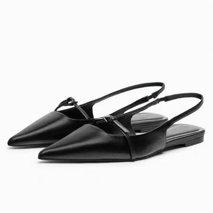 Sandalias de mujer con cabeza estrecha, zapatos planos de tacón medio, elegantes, sin zapatos - 1