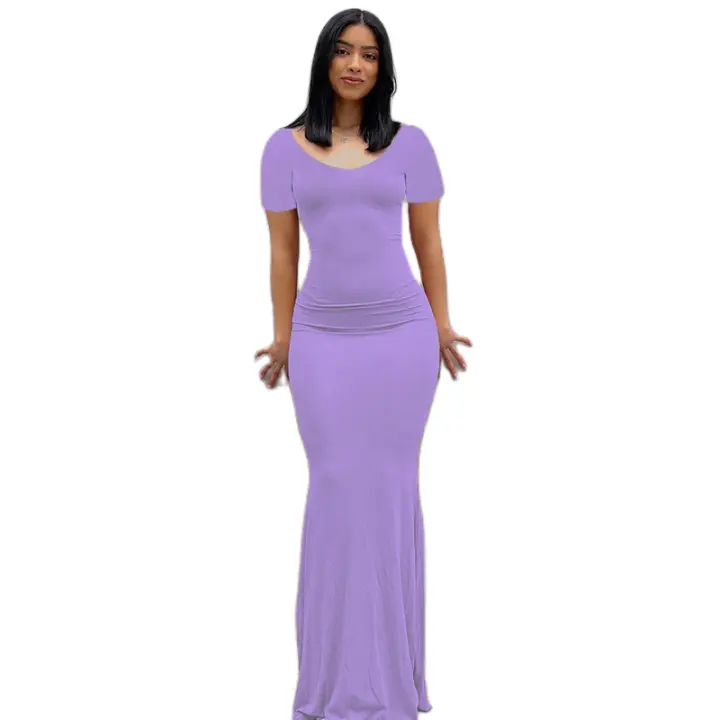 Ropa casual para mujer, moda de manga corta, faldas largas. - 1