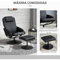 Salón Giratorio con Tapizado en PU y Estructura de Acero Carga 120 kg Butaca para Dormitorio Sala de Estar Gris - details 13