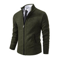 Autumn And Winter New Jersey Men's Casual Sports Coat Solid Color Stand Collar Wweater Grab Fleece Warm Zipper Cardigan - details 26