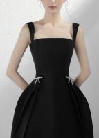 Elegante Vestido de Noche de Satén Blanco Diseño Francés Nicho Ideal para Banquetes y Fiestas de Cumpleaños Pode Ser Visto con Traje Formal - details 3