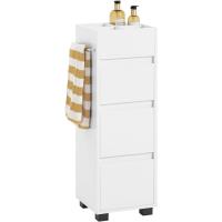 Armario Auxiliar Baño con 1 Compartimento Mueble Columna de Baño con 3 Cajones 30 x 30 x 90 cm Blanco - details 0