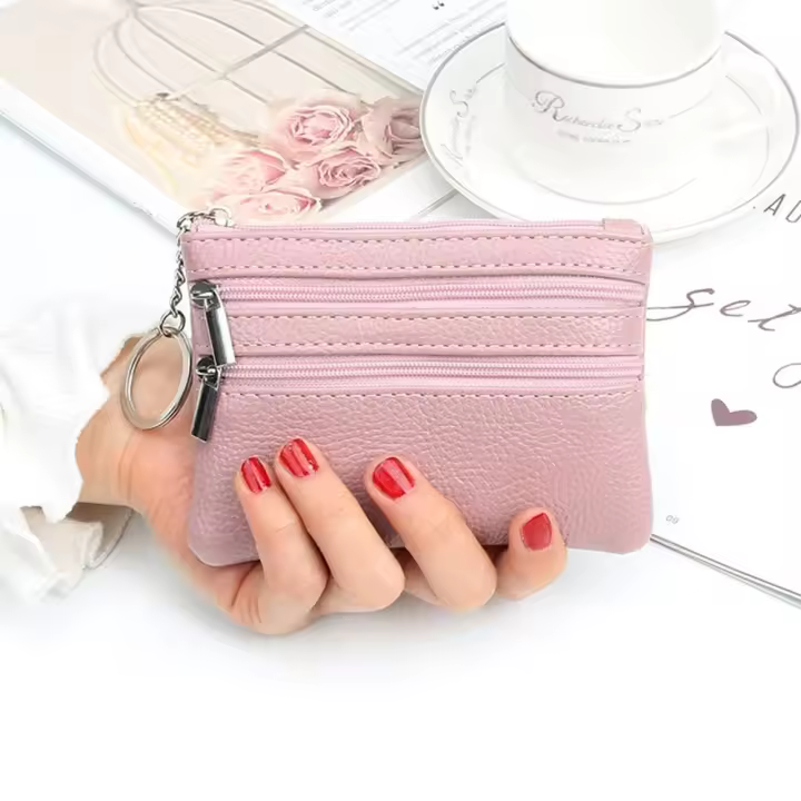 Monedero pequeño de cuero PU clásico para niña, cartera multifuncional con cremallera, monedero coreano, tarjetero - 1