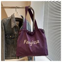 Bolsos de mano coreanos simples con cordón, bolso de compras ligero de gran capacidad, bolso de hombro informal con letras de diseñador para mujer - details 6