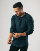 Camisetas deportivas para hombre, camiseta informal de algodón con cuello Henry - details 7