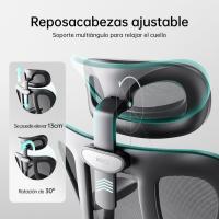 Ergonomica Escritorio, Silla Oficina Soporte Lumbar, Silla de Ordenador reclinable de ángulo Grande, Respaldo de , Negra - details 4
