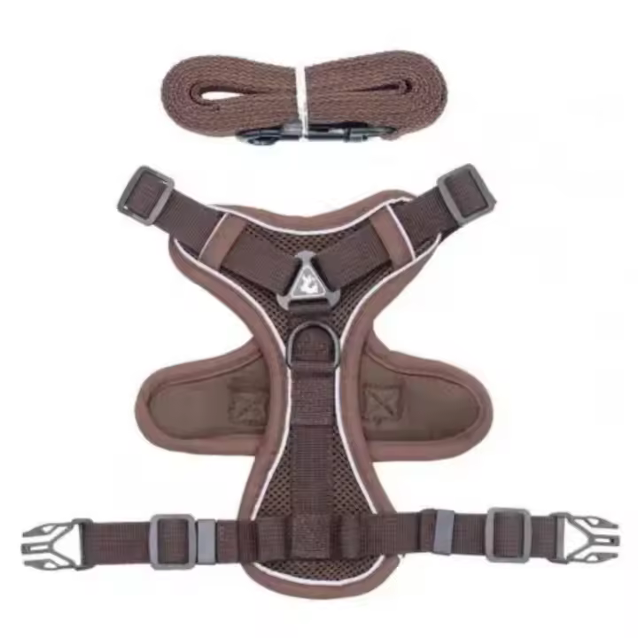 Arnés de tracción con rayas reflectantes para mascotas, antitirones conjunto de cuerda, Collar de perro, correa de pecho - 1