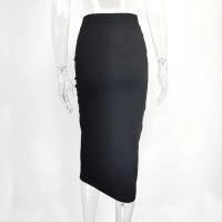 Falda Irregular con abertura ajustada para mujer, falda acampanada plisada de cintura alta elástica, faldas largas fruncidas lisas Retro americanas de verano - details 9
