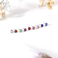 ZS-Piercings de acero inoxidable para el cartílago de la oreja, Piercings de hélice Tragus de cristal sin rosca, estilo Push-In, Labret, labio superior, 1,5 MM-4MM, CZ, 1 pieza - details 2