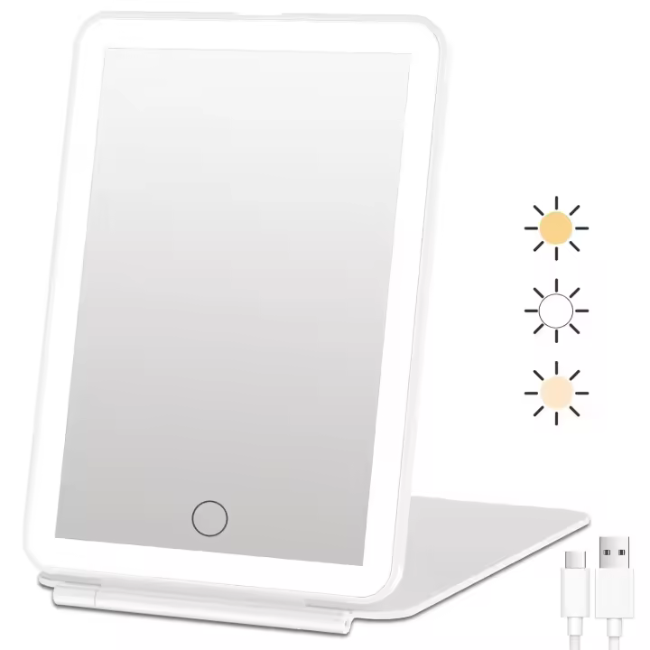 Scttomon Espejo de Belleza Recargable con Luz LED de 72 Pulgadas, Táctil y Dimensionable - 1