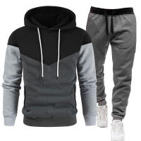 Sudadera deportiva de dos colores para hombre, traje ajustado con costuras de color contrastante, moda de ocio, 2024 - details 4