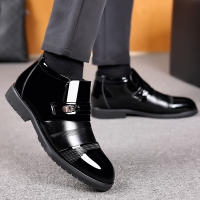 Zapatos de cuero de caña alta versátiles de moda para hombre, zapatos de algodón, terciopelo de invierno, cálido, más grueso - details 3