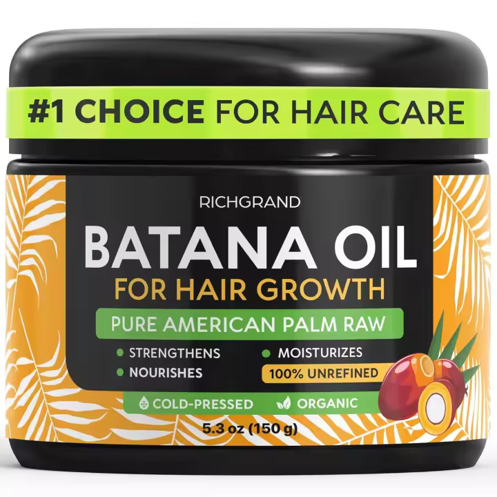 RICHGRAND Growth 100% Raw Organic Dr Sebi Oil Máscara de na pura sin refinar prensada en frío para mujeres y hombres - Mejora el grosor del cabello, - 1