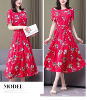 Nueva moda Casual 2024 vestidos elegantes de verano para mujeres cuello redondo estampado Vintage Vestido de manga corta ropa suelta de mujer - details 27