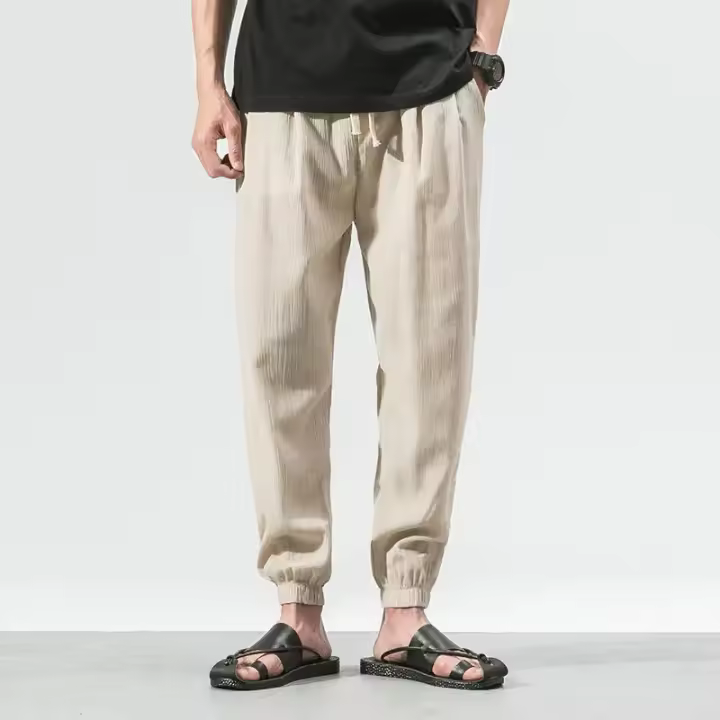 Pantalones bombachos informales de lino y algodón para hombre, pantalones para correr de verano, pantalones holgados de estilo chino, ropa Harajuku 2025 - 1