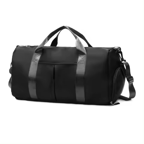 Bolsa de deporte con bolsa húmeda y compartimento para zapatos, bolsa impermeable de fin de semana para hombres y mujeres, bolsa de gimnasio para viajes y deportes, ligera y fácil de transportar, color negro - 1