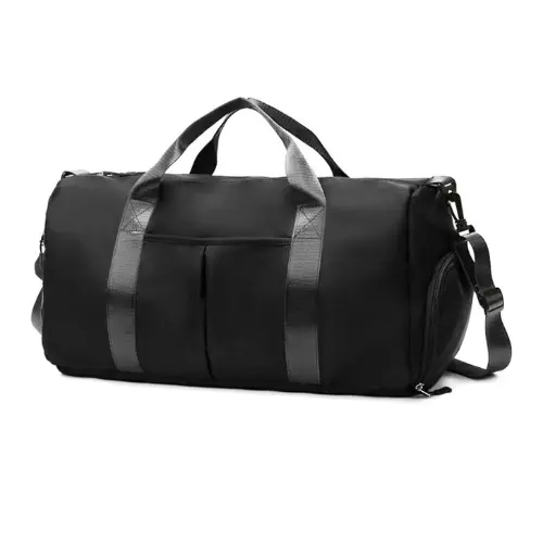 Bolsa de deporte con bolsa húmeda y compartimento para zapatos, bolsa impermeable de fin de semana para hombres y mujeres, bolsa de gimnasio para viajes y deportes, ligera y fácil de transportar, color negro - 1