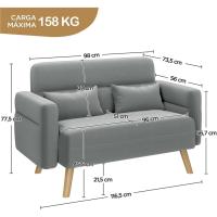 Sofá de Tela Morno Diseño de 2 Plazas Tamaño 116.5X73.5 cm Cojines Lumberos Incluidos Max 158 KG - details 11