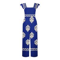 Mono Bohemio de Cintura Alta y Piernas Anchos Estampado Vintage con Manga Corta, Monos de Moda para Mujeres con Bolsillos - details 6