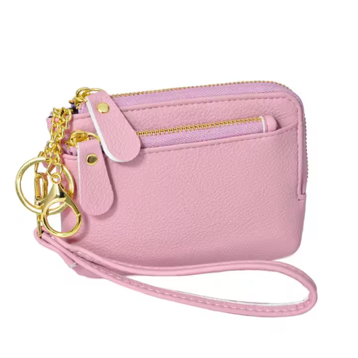 Cartera corta Retro con múltiples ranuras para tarjetas para mujer, cartera de mano con cremallera, monedero de Pu, carteras pequeñas de piel de vaca portátiles de Color sólido para fiesta - 1