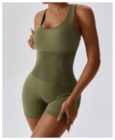 Traje de Yoga con espalda integrada de alta elasticidad para mujer, mono ajustado de compresión Abdominal, traje de Yoga sin costuras - details 11
