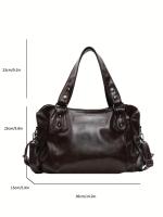 Bolso Cruzado Vintage para Mujer Gran Capacidad, Correa Desmontable, Cierre con Cremallera, Diseño Clásico Elegante, Cinturón de Metal - details 0