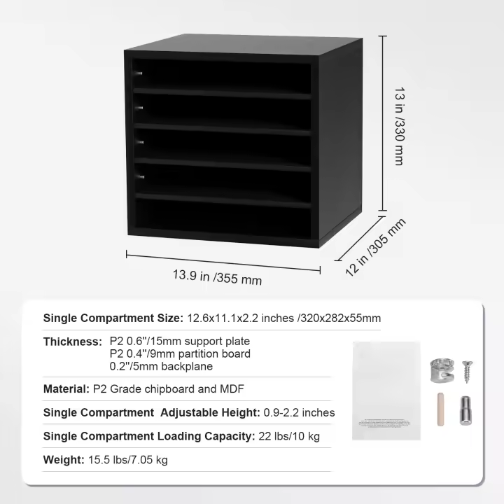 SucceBuy Organizador de literatura, compartimentos para buzón de oficina con estantes ajustables, clasificador de madera para oficina, hogar, aula - 1