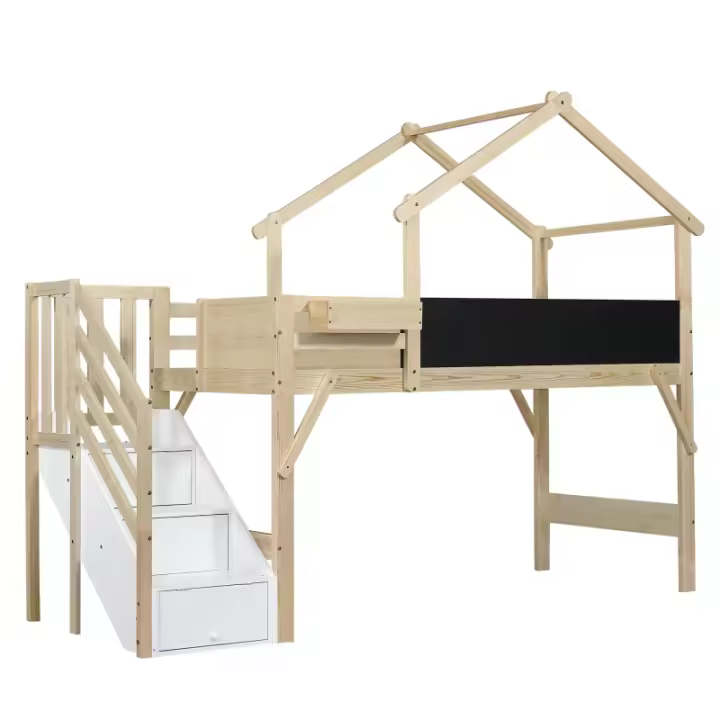 Cama de Almacén con Protección de Caída Diseño Único de Techo Tablero Pintable - 1