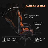 Silla Gaming Silla de Oficina Silla Giratoria Silla de Ordenador Silla de Tareas Silla de Escritorio Silla Ergonómica Silla de Carreras Silla de Cuero Silla PC Gaming (Rojo, con reposapiés) - details 19