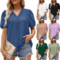 2025 verano nuevo empalme de encaje lunares camisa de manga corta camisa de mujer top ropa de mujer - details 0